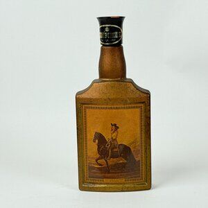 Vintage Beam’s Choice Empty 4/5 Quart Whiskey Bottle Man On A Horse Artwork Rust